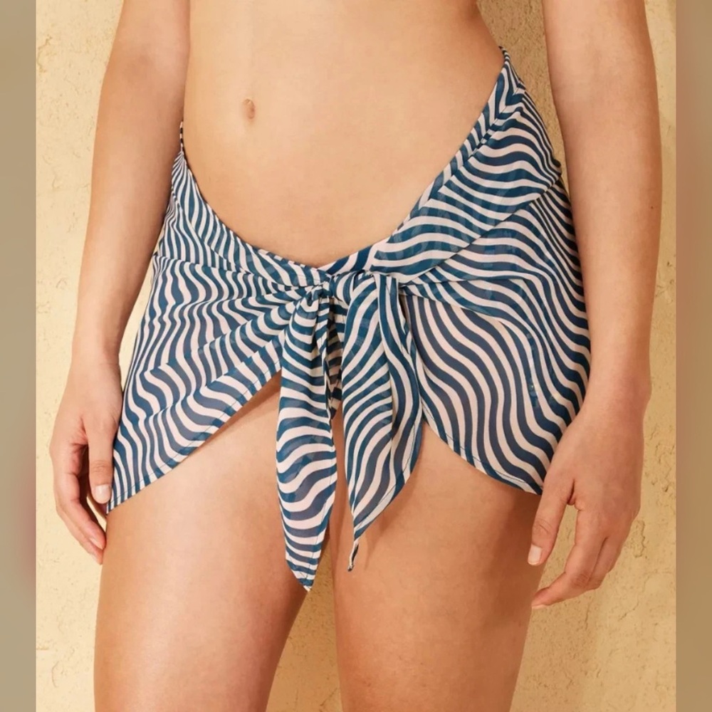 Shade & Shore | NEW Blue and White Sheer Swim Sarong Women’s size Medium (8-10)